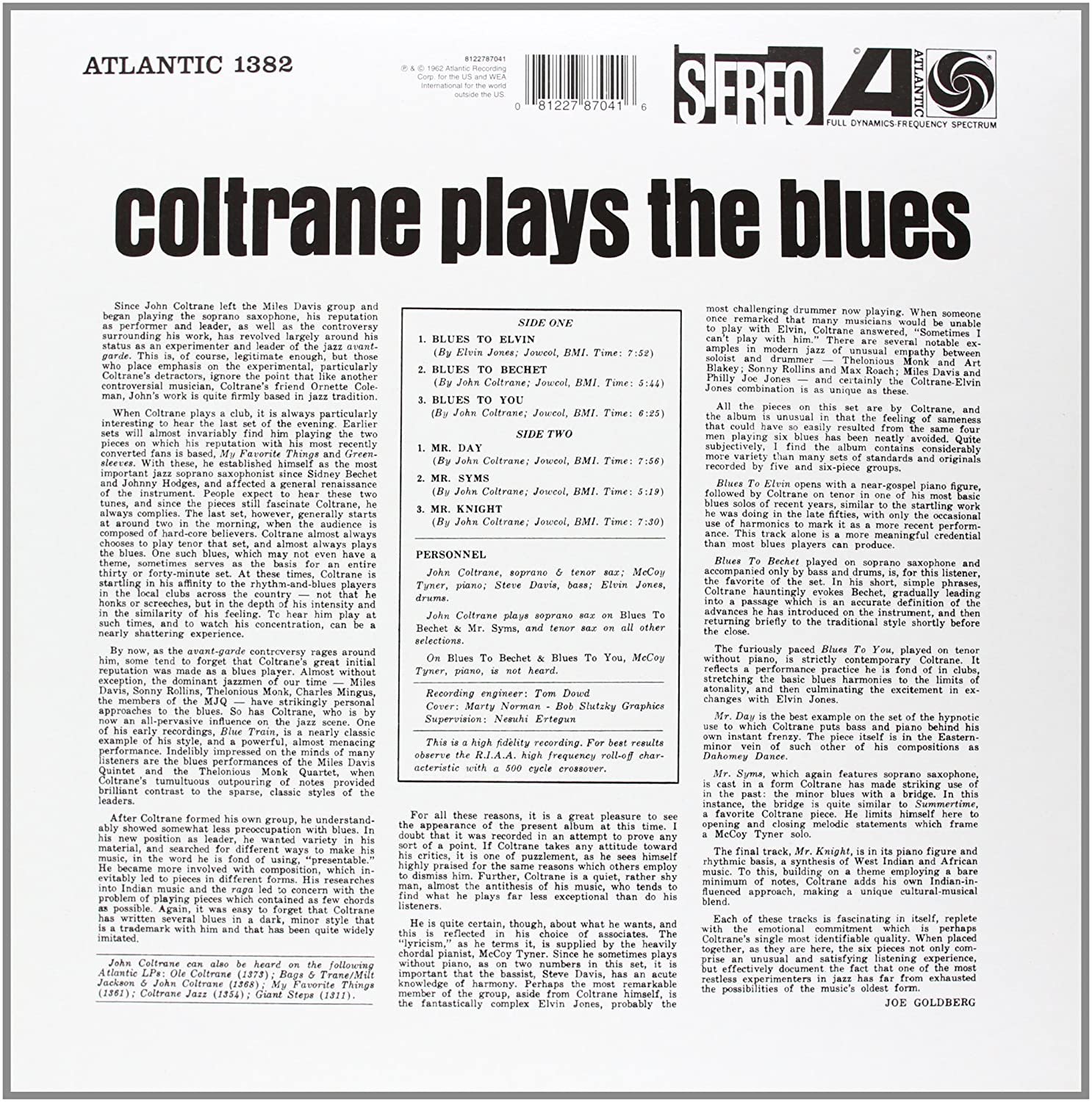 JOHN COLTRANE - Plays The Blues 180 Gram. - Imagen 2
