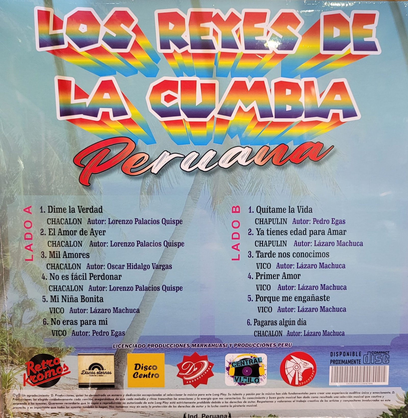 LOS REYES DE LA CUMBIA PERUANA - Chacalón, Vico y Chapulín - Vinilo Blanco - Imagen 2