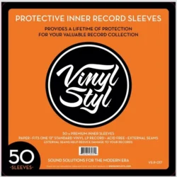 Vinyl Styl® VS-P-017 - Fundas interiores de papel para discos de 12" - Esquinas cuadradas - Paquete de 50 (Blanco)