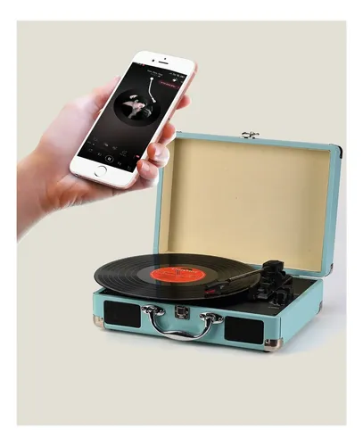 TORNAMESA RETRO PORTATIL con BLUETOOTH (Celeste, Negro o Rojo) - Imagen 8