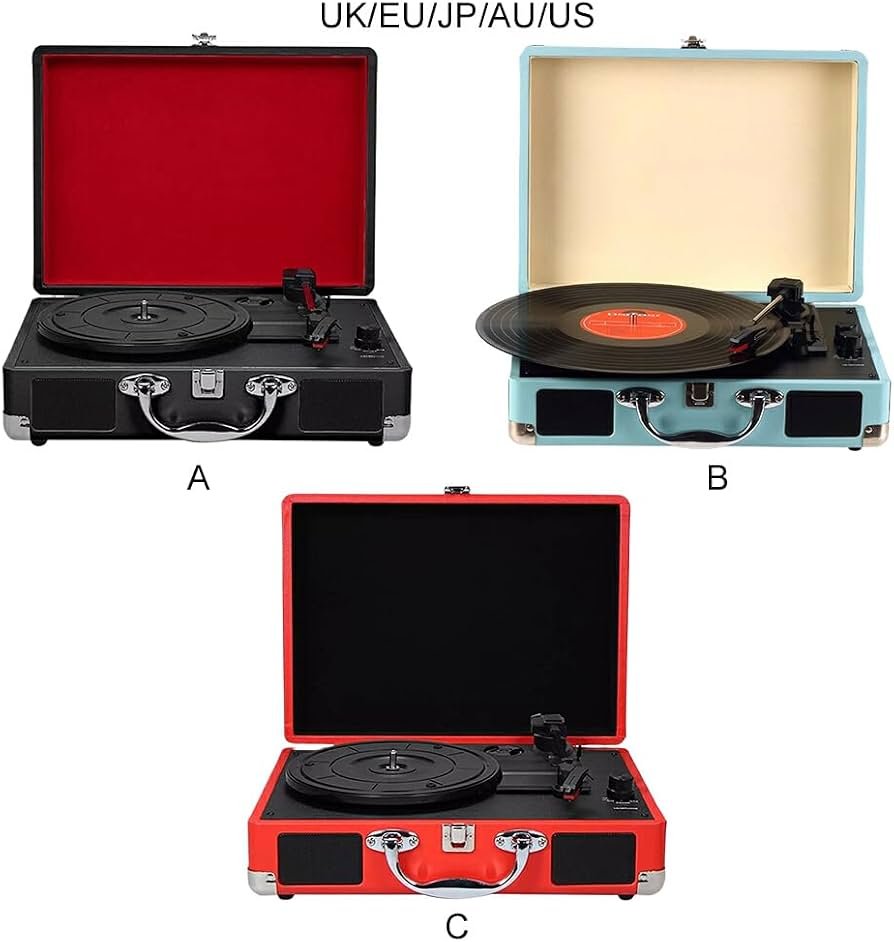 TORNAMESA RETRO PORTATIL con BLUETOOTH (Celeste, Negro o Rojo) - Imagen 2