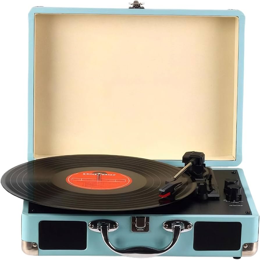 TORNAMESA RETRO PORTATIL con BLUETOOTH (Celeste, Negro o Rojo) - Imagen 4