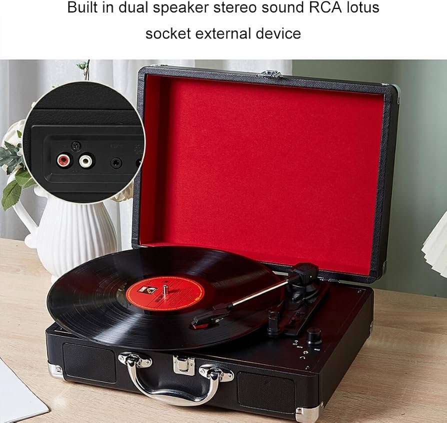 TORNAMESA RETRO PORTATIL con BLUETOOTH (Celeste, Negro o Rojo) - Imagen 5